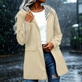 thumbnail image 3 of Women's Waterproof Rain Jackets Oversized Solid Color Hooded Windproof Rain Jacket Outdoor Loose With Pocket Coat, 3 of 9