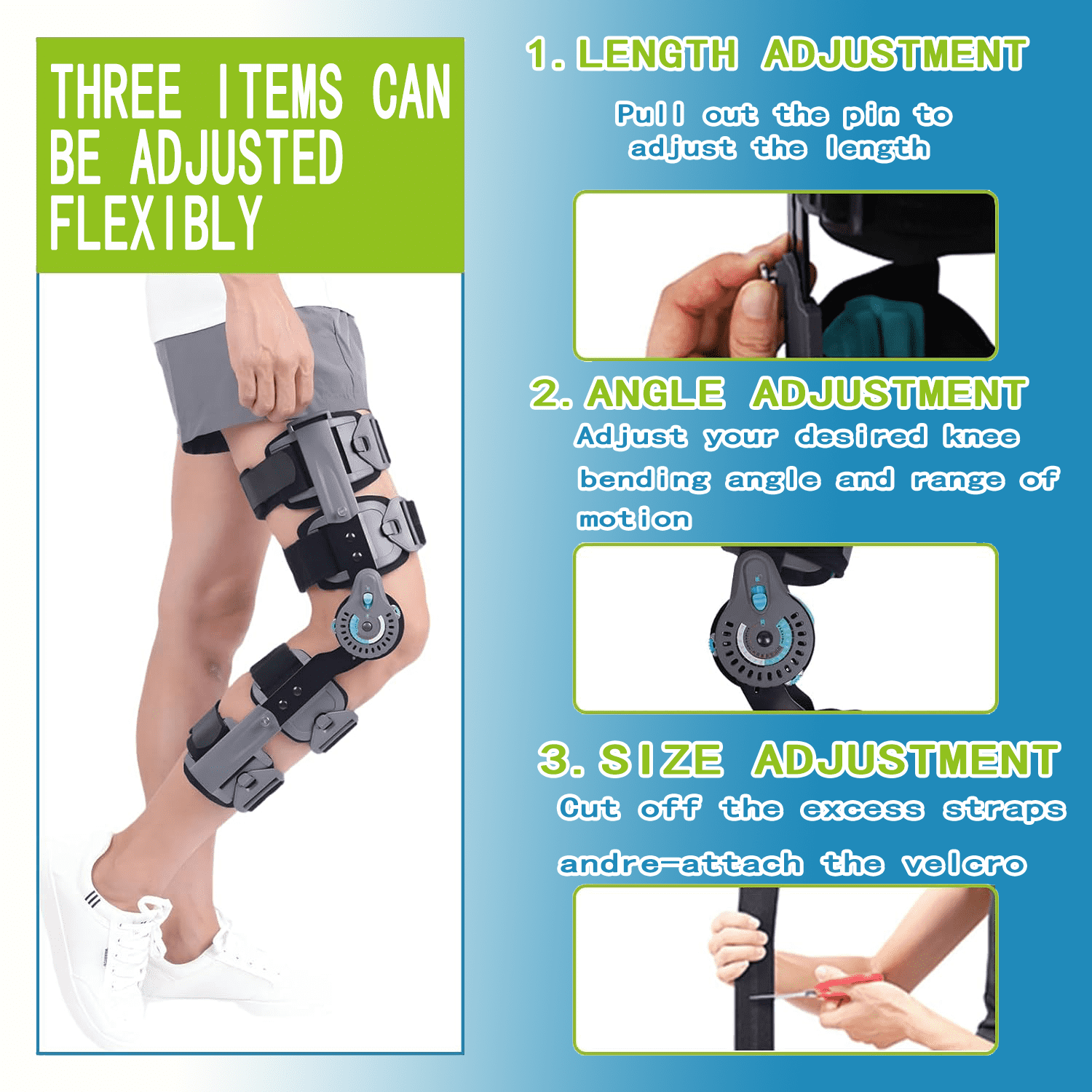 Komzer Hinged ROM Knee Brace, Post Op Immobilizer Knee Brace, Adjustable Orthopedic Support for Recovery Stabilization, ACL, MCL and PCL Injury