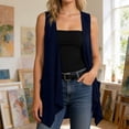 thumbnail image 2 of MDUKONU Womens Long Vests Sleeveless Draped Lightweight Open Front Cardigan Layering Vest with Side Pockets Navy S, 2 of 3