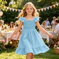 thumbnail image 2 of Tfken Soft Dresses Girls Comfy Holiday Travel Girls Sleeveless Dresses Elegant Solid Color A Line Child Classic Clothes Size 5-6 Years, 2 of 7