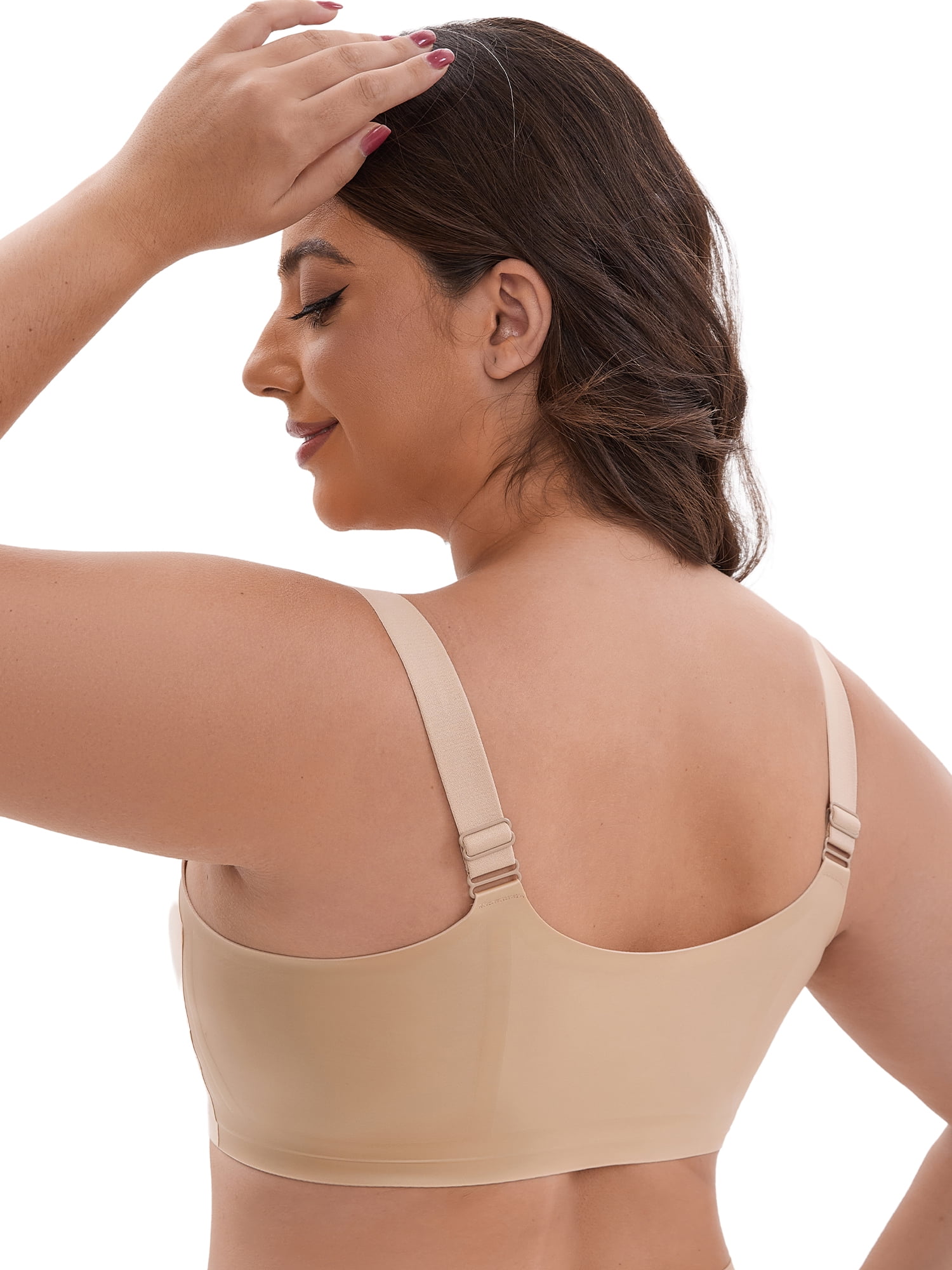 DARING DIVA Zip Front Lift Up Wirefree Full Soft Cup Breathable Bras M Beige