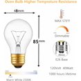 thumbnail image 2 of DXMKOP Ampoule de Four A15, Ampoule d'Appareil Lumineux A15 40W Incandescente Mini-Forme Standard avec Base à Vis Moyenne E26 pour Réfrigérateurs, Fours, Dimmable (Lot de 4), 2 of 8