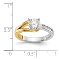 thumbnail image 3 of Solid 14k Yellow and White Gold Two Tone Peg Set Engagement Ring with CZ Cubic Zirconia Size 7, 3 of 7