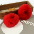 thumbnail image 3 of 2Pcs Bright Color Simple Hair Ties Handmade Faux Rabbit Fur Furry Scrunchies Hair Accessories, 3 of 7