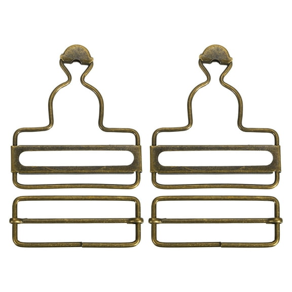 Overall Buckles 2 Sets Retro Suspender Replacement Buckles 50mm, Bronze Tone
