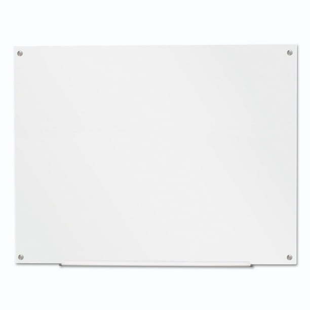 Universal Frameless Glass Marker Board, 48" x 36", White UNV43233