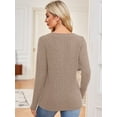 thumbnail image 5 of JYLFC Sweaters for Women Long Sleeve V Neck Brushed Cotton Blouse, Khaki L, 5 of 7