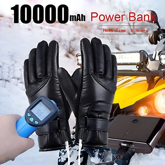 TELOLY Heated Gloves,Rechargeable Gloves,E-Bike & Motorcycle Cold Weather Gloves,USB Insulated Waterproof Thermostat Version