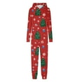 thumbnail image 3 of Odeerbi Christmas Onesie Pajamas for Family Holiday Hooded Sleep Jumpsuit Long Sleeve Family Christmas Pajamas Matching Sets Mom Lattice Print Jumpsuit Sleepwear Xmas PJs Set Multicolor, 3 of 6
