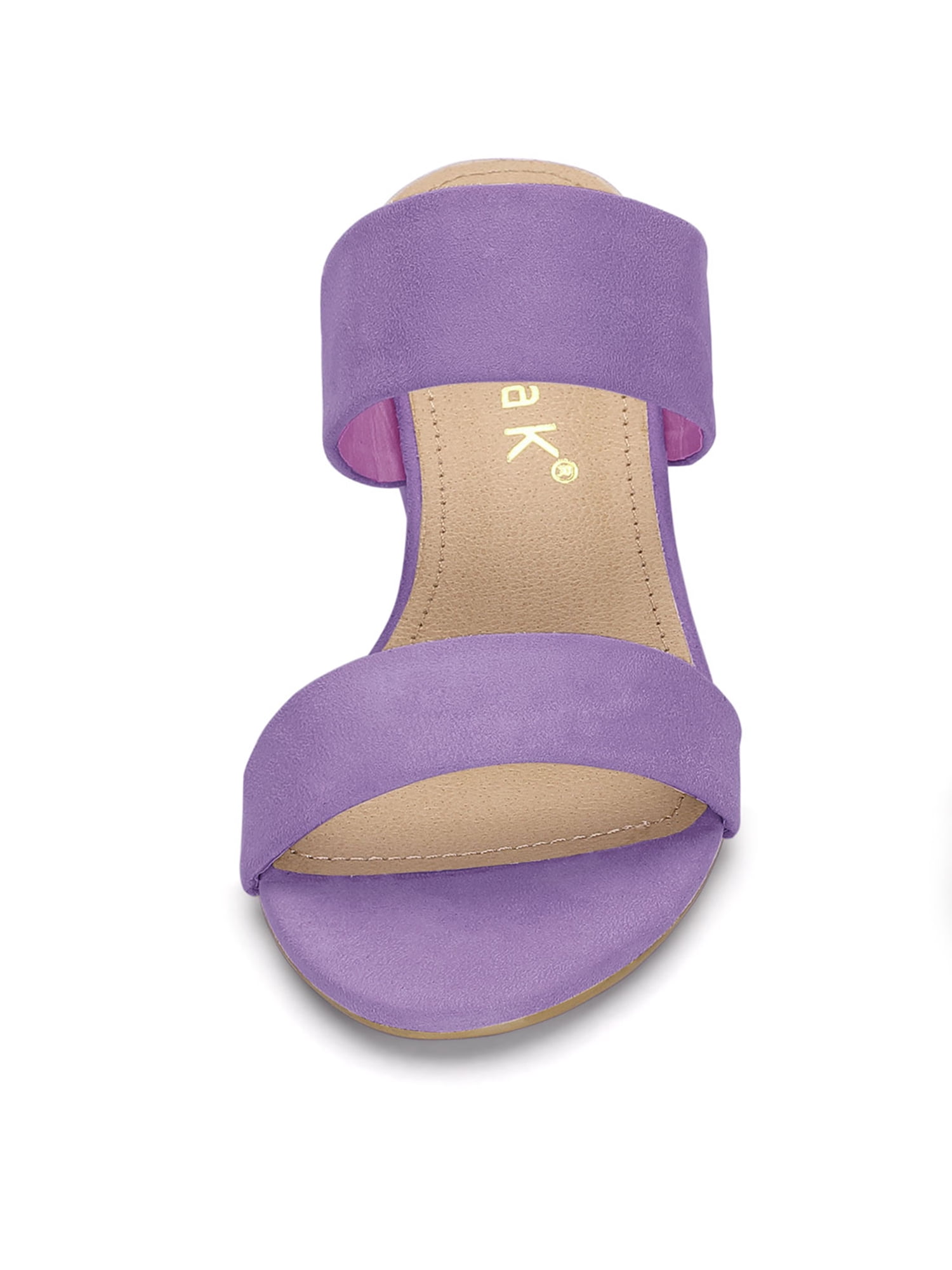 DARING DIVA Stylish Women's Block Heel Dual Straps Slide Sandals 7.5 Purple