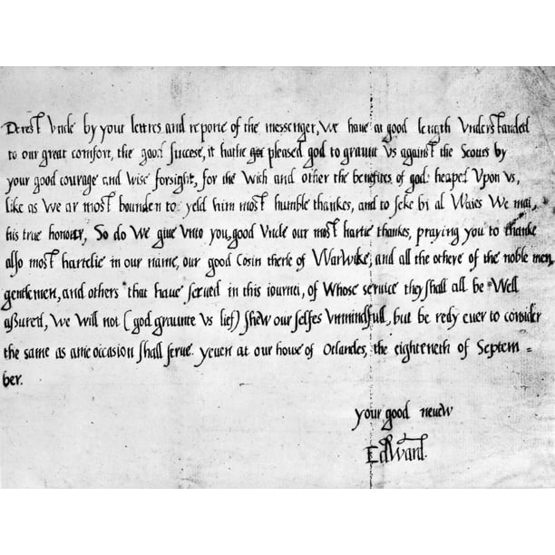 Edward Vi 1537 1553 Nking Of England And Ireland 1547 53 Letter Written By King Edward Vi Of England When Not Quite Te Walmart Com Walmart Com
