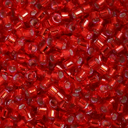 Miyuki Delica Seed Beads, 11/0 Size, 7.2 Grams, Silver Lined Red DB602