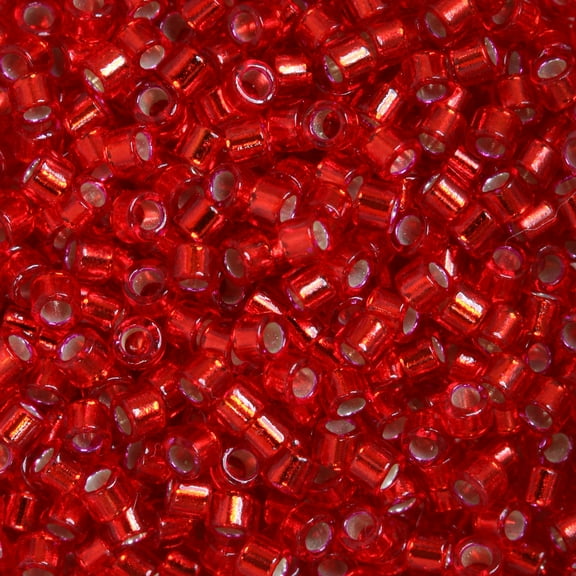 Miyuki Delica Seed Beads, 11/0 Size, 7.2 Grams, Silver Lined Red DB602