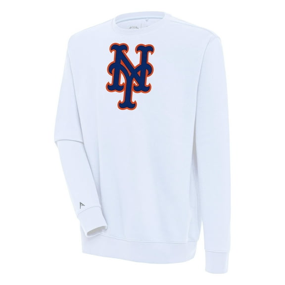 Men's Antigua  White New York Mets Victory Pullover Sweatshirt