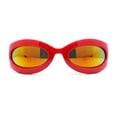 thumbnail image 2 of Retro Futurism Wrap Sport Thick Plastic Oval Sunglasses Red - Orange Mirror, 2 of 4