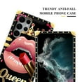 thumbnail image 5 of FKBRCL4U Compatible with Samsung Galaxy S22 Ultra Case, Glitter Red Rose Queen Leopard Lipstick Luxury Golden Decoration for Girl Women Soft TPU Shockproof Protective Hard PC Back, 5 of 7