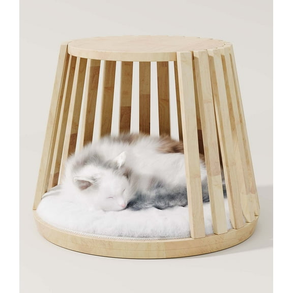 Cat Beds for Indoor Cats, Kitten Bedside Bed, Multifunctional Cat House, Can be Used as a Bedside Table, End Table or Side Table, Modern Wood Cats Cave Bed for Medium to Large Pets
