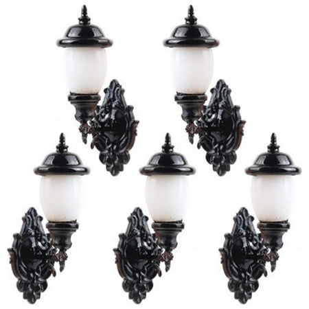 

5 Pieces 1/87 Model Wall Lamp Architecture Model Decoration Accessories Black