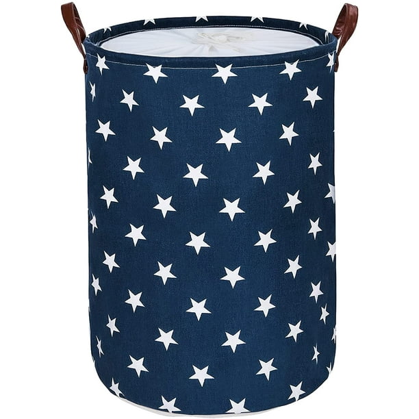 Bolsa de almacenamiento grande de 50 cm, cesto para ropa sucia con cordón, plegable, de gran capacidad (azul estrella, grande)