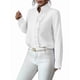 thumbnail image 2 of Camisa de Mujer con Botones, Cuello Alto y Volantes, Camisas de Larga A Rayas, Blusas de Trabajo para Mujer, Moda. S, 2 of 7