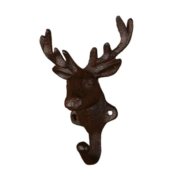 Vintage Style Deer Coat Hook Clothes Hanger Wall Mounted Holder with Screws Heavy  Duty Hanging Home Decor for Hat Keys Robe Bedroom Bathroom , Coffee 