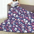 thumbnail image 6 of Rateoe Skull cartoon flower Print Fuzzy Fleece Throw Blanket Extra Large,Super Soft,Fluffy and Warm Blankets for Couch,Bed,All Season Use (60"x50"), 6 of 8