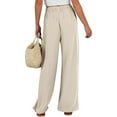 thumbnail image 5 of ZHYou No Boundaries Womens Palazzo Pants,Flowy,Wide Leg,Lightweight,Elastic Waist,Pull On,Trousers with Side Pockets,Beige,Size M, 5 of 6