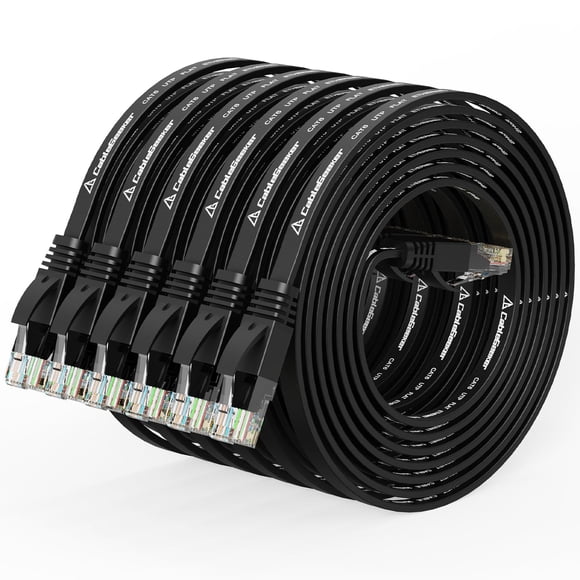 Cable Ethernet CableGeeker Cat6 plano de 1,5 m, paquete de 6, negro