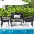 thumbnail image 2 of Gymax 4 PCS Patio Furniture Set Heavy Duty Galvanized Metal Frame Wicker Table Black, 2 of 10