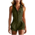 thumbnail image 3 of Sentmoon Summer Jumpsuits Sleeveless V Neck Jumper for Women Solid Color Button Down Regular Fit Rompers for Women Vacation for Date Night and Dinner XS-2XL, 3 of 7