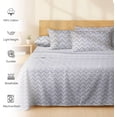 thumbnail image 3 of RUVANTI 4 Pcs Cotton Sheets - 100% Natural Cotton Soft, Lightweight & Breathable Crispy Percale Bed Sheets, Twin Sheets Set 16" Deep Pockets, Inverted Streak, 3 of 8