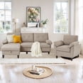 thumbnail image 3 of Soscana 2 Piece Sectional Sofa Set, Modern Linen Small L Shaped Couch with Storage Ottoman, 3-Seater Sofa & Armchair for Living Room, Office, Apartment, 3 of 7