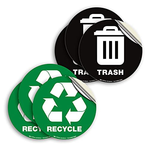 Home or Office Small, Blue - Magnetic Organize Trash Premium Magnet for Metal cans Recycle and Trash Logo Magnetic Sticker 4in x 4in containers and Bins 