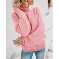 thumbnail image 4 of Jersey Saodimallsu para mujer, cuello alto, extragrande, de punto, rosa, 4 of 7