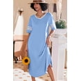 thumbnail image 2 of Ekouaer Long Nightgown, Womens V Neck Loungewear Oversized Sleepwear Loose Sleep Dress, 2 of 6