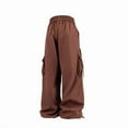 thumbnail image 6 of Womens Cargo Pants High Waisted Baggy Wide Leg Plus Size Parachute Pants with Pockets and drawstring Cargos Lightweight Trousers Y2K Wine XXL, 6 of 7