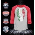 thumbnail image 2 of Shop4Ever Men's Mexico Flag Skull Day of the Dead Raglan Baseball Shirt Small Heather Grey/Red, 2 of 4