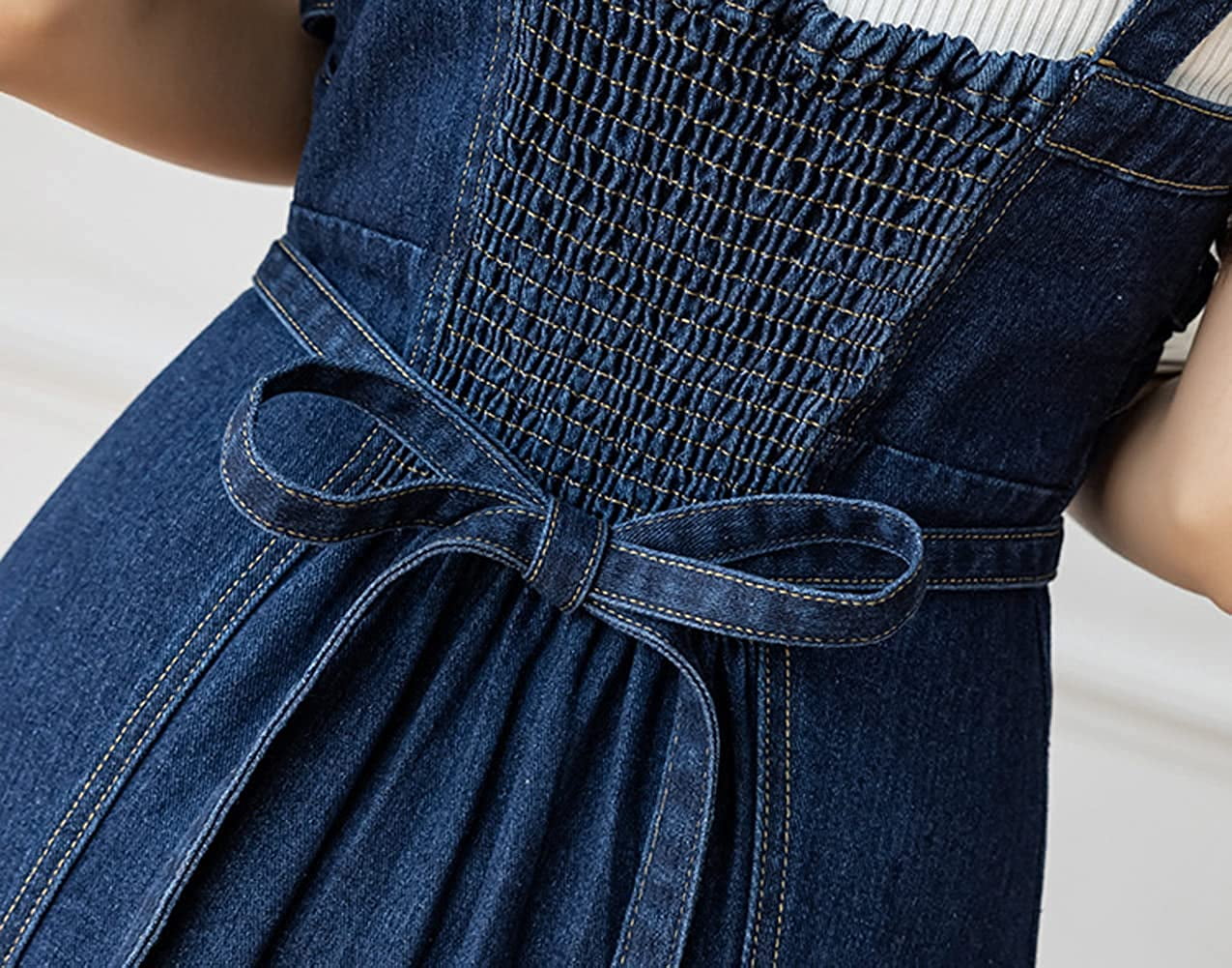 Women's Navy Blue Denim Dress with Straps (inner not included) – Stylestone