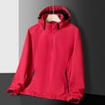 thumbnail image 4 of Hiking Waterproof Jackets Women Long Sleeve Zipper Hooded Outdoor Jackets Windbreaker Casual Fashion Jacket Outwear Red, L, 4 of 4