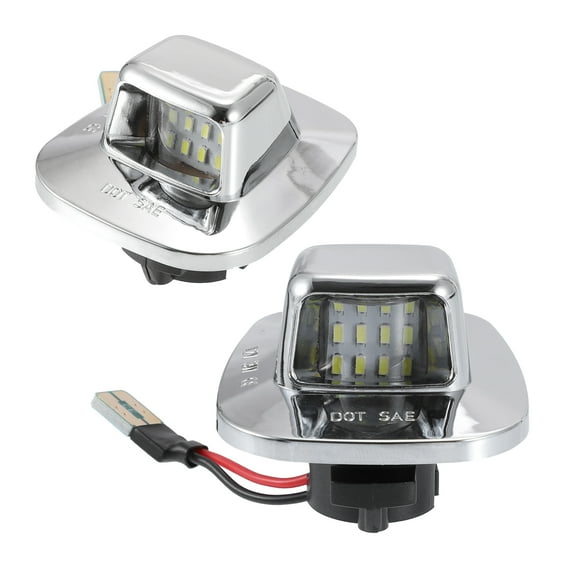 2pcs LED License Plate Light Lamp Silver Tone for Chevy C1500 C2500 C3500 1988-2000 6000K White