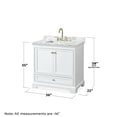 thumbnail image 4 of Wyndham Collection Deborah 36" Wood Single Bathroom Vanity in White/Gold Trim, 4 of 5