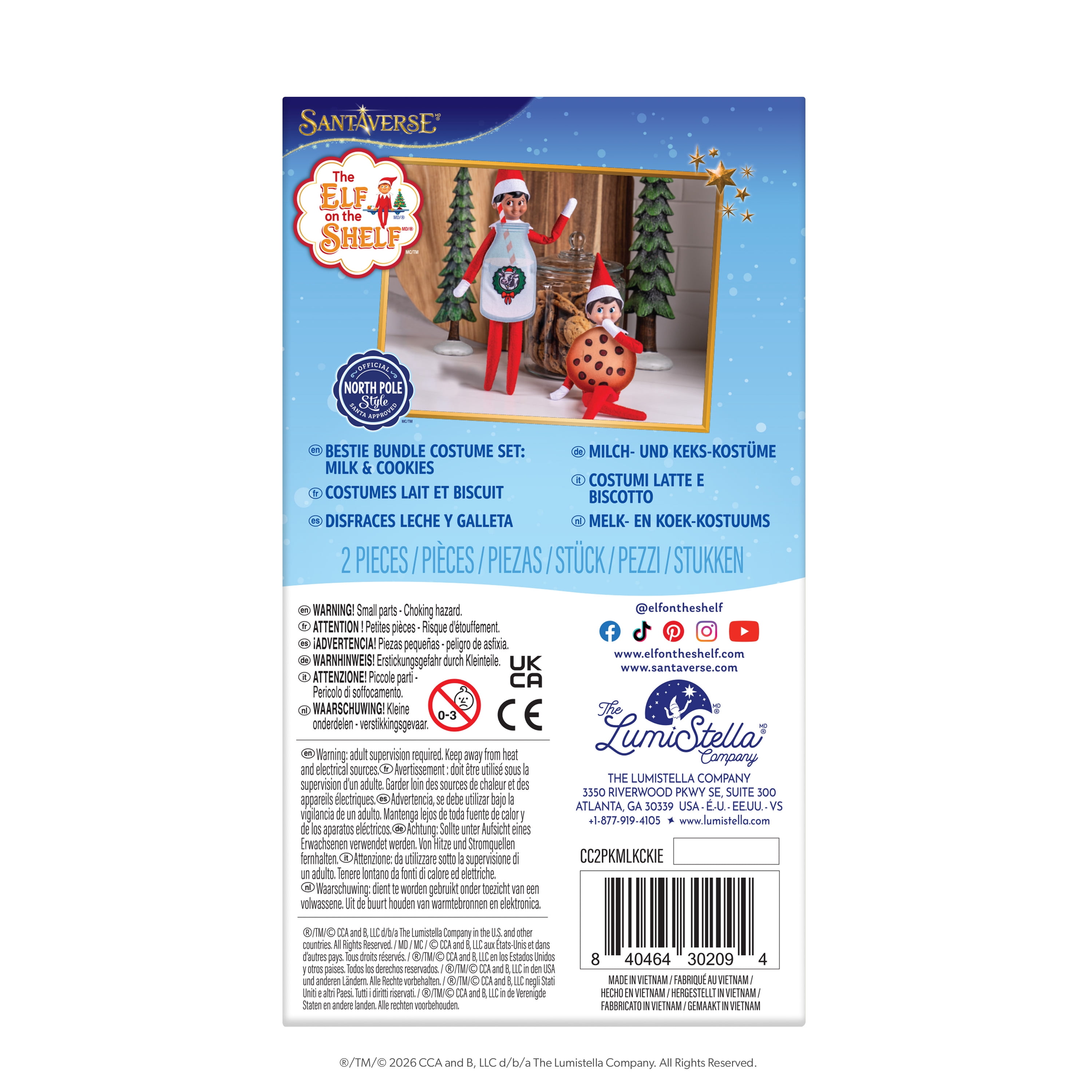 The Elf on the Shelf Claus Couture Bestie Bundle Milk and Cookies Costumes - Scout Elf Not Included