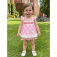thumbnail image 5 of BemeyourBBs Toddler Baby Girl Summer Clothes Newborn Baby Girl Mothers Day Fathers Day Outfit Mama's Girl Daddy's Girl Daisy Print Flying Sleeve Square Neck Shirt Tops and Bow Shorts Set, 5 of 9
