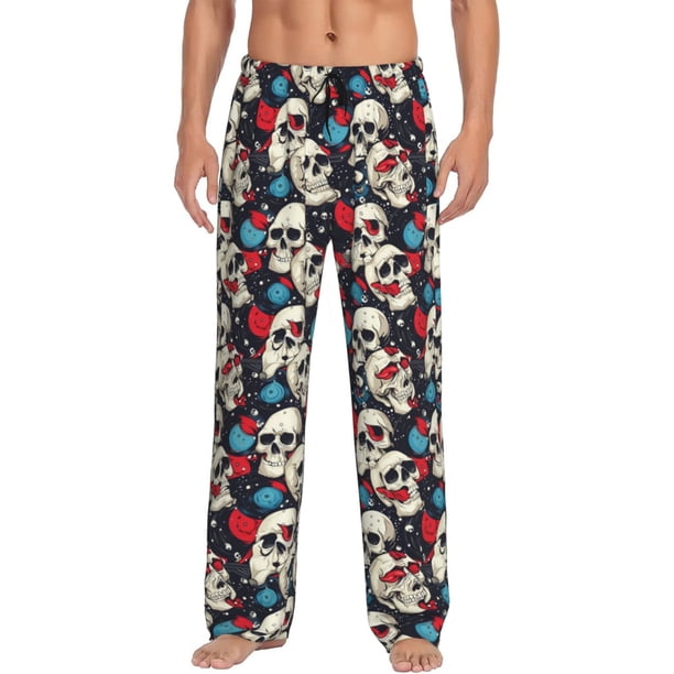 Fotbe rock record Skull artist Pantalones de Pijama para Hombre, Pantalones de Dormir, Pantalones de Casa con Cintura Ajustable y Bolsillos-XX-Large