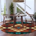 thumbnail image 4 of Turquoise Red Round Area Rug 6 FT, Non Slip Bedroom Area Rug, Southwest American Native Abstract Pattern Washable Soft Circular Carpet Floor Mat for Kitchen Dining Room Home Office Kids Room, 4 of 9