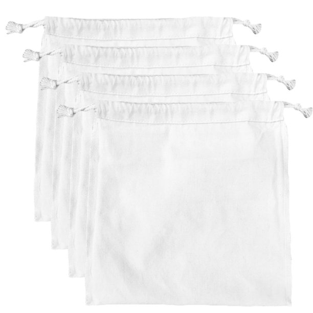 4pcs Bolsa de almacenamiento con cordón de 34x53cm Bolsa de almacenamiento para el hogar ecológica Bolsa de uso diario para harina de arroz (Beige)