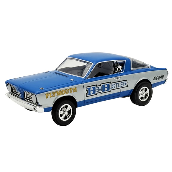 1966 Plymouth Barracuda "Hemi Hustler" Blue with White Stripes Limited Edition 1/18 Diecast Model Car by ACME
