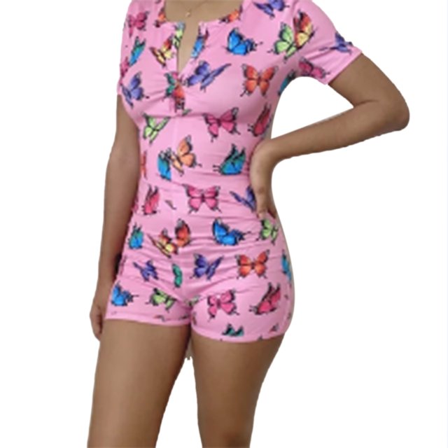 Femmes Sexy Body Manches Courtes Profond V Cou Combinaisons Shorts Pyjama Tenue