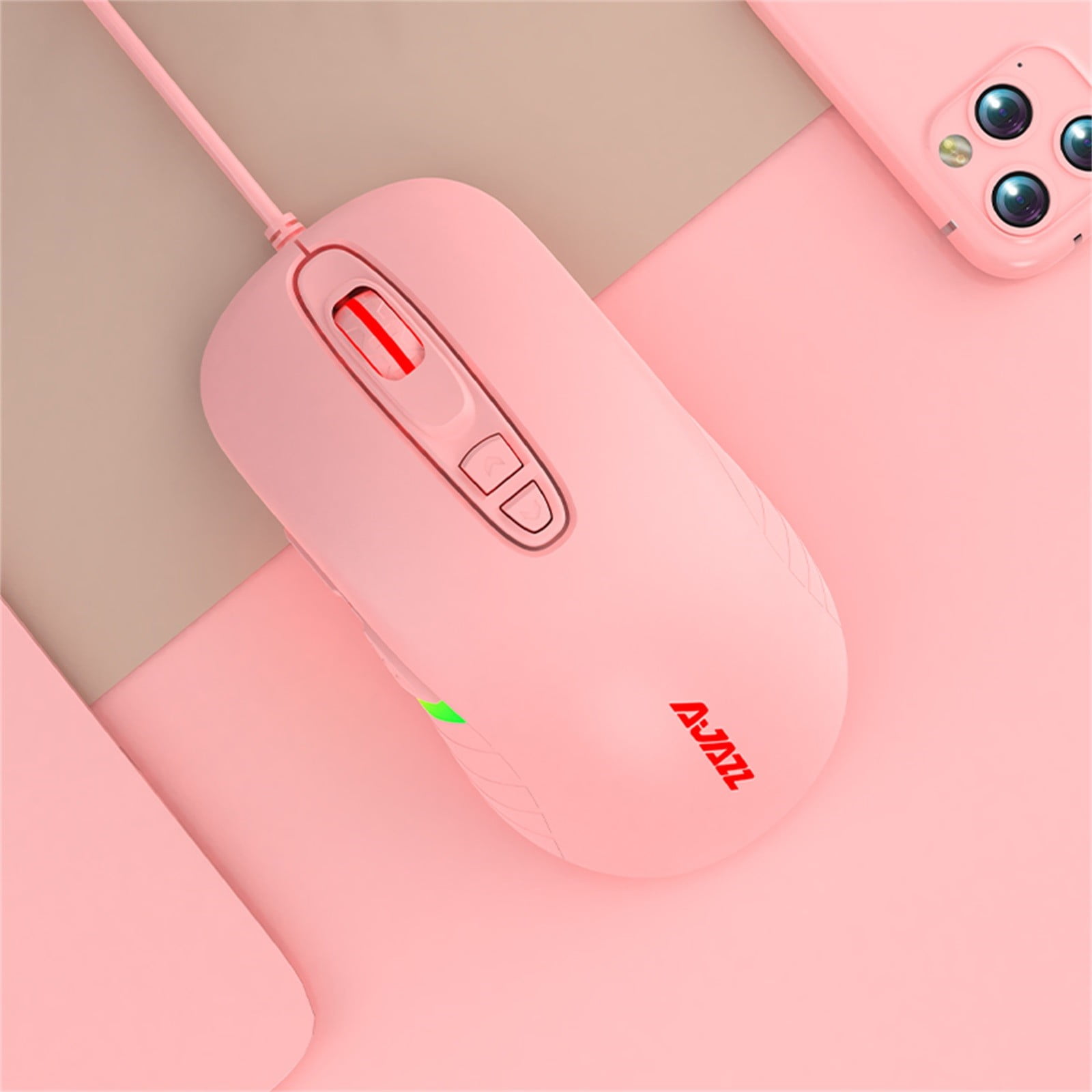 YZEGDCH Electronics AJ125 7-button sensor 10000 DPI wired gaming mouse for desktop PC notebook,Pink