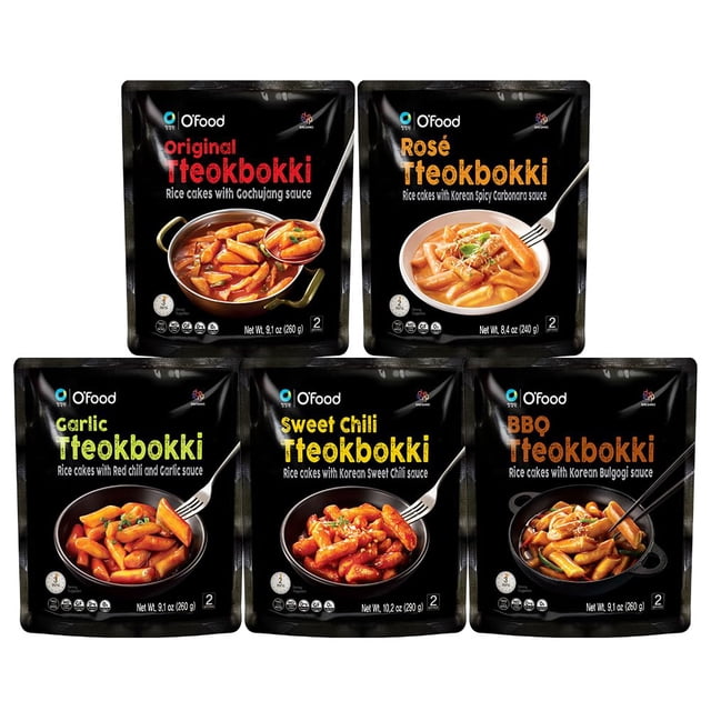 O’Food Original Tteokbokki, Gluten-Free Korean Rice Cakes, Authentic Spicy Korean Street Food Snack, Perfect with Cheese and Ramen Noodles, Ready to Eat, No MSG, No Corn Syrup (Pack of 1)